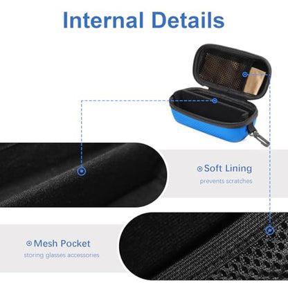 Bukere Double Eyeglasses Case with Adjustable Slots, EVA Hard-shell Travel Dual Glasses Sunglasses Organizer for Men Women - color: Blue