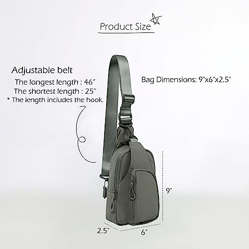ODODOS Sling Bag with Adjustable Straps Crossbody Chest Bag Lightweight Backpack for Casual Traveling Hiking - color: Olive Charcoal