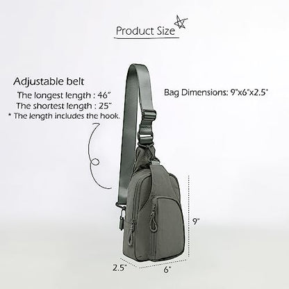 ODODOS Sling Bag with Adjustable Straps Crossbody Chest Bag Lightweight Backpack for Casual Traveling Hiking - color: Olive Charcoal