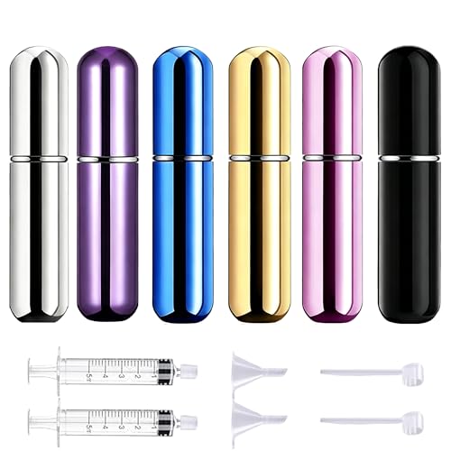 Refillable Perfume Atomizer Travel Spray Bottle for Cologne - 5ml Portable Refill Pump, Empty Mini Cosmetic Dispenser for Traveling (6 Pack, 6 Colors) - size: 5ml-Perfume Atomizer-6p