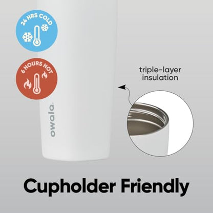 Owala SmoothSip Slider Insulated Stainless Steel Coffee Tumbler, Reusable Iced Coffee Cup, Hot Coffee Travel Mug, BPA Free 20 oz, Sugar High - color: Campfire Nights, size: 20 Ounces