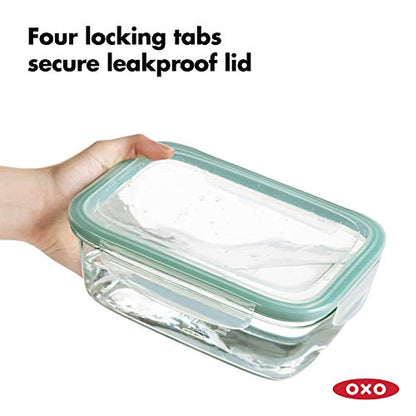OXO Good Grips 8 Cup Smart Seal Airtight Glass Rectangle Container - size: 8 Cup, style: Glass