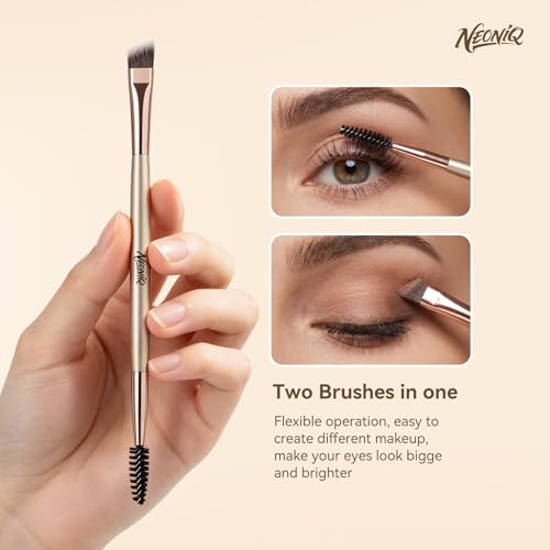 10 PCS Travel Makeup Brush Set With Bag, Makeup Brushes, Double-End Multi-functional Brushes for Foundation Powder Blush Eyeliner Eyeshadows, Professional Face Brush Set（Champagne Gold） - color: 10Pcs-Champagne Gold