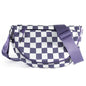 Crescent Bag for Women and Men, Fashion Medium Nylon Folding Crescent Moon Bag Single Shoulder Bag with Adjustable Strap - color: Crossbody bag- Cloud Purple Checkered