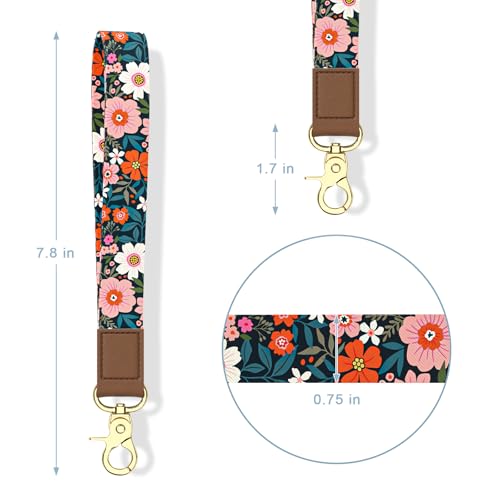 Aiawoxc Credit Card Holder, Small RFID Wallet Slim Leather Card Organizer Case with Zipper and Wristlet Strap, Cute Flowers - color: B-Cute Flowers, size: Wrist Strap