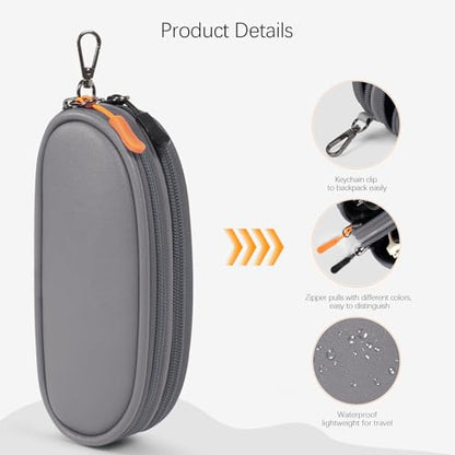 Double Eyeglasses Case Soft Portable Zipper Sunglasses Pouch with Keychain Clip for Men Women - color: Gray Pu
