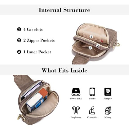Haytijoe Small Anti Theft Crossbody Bag for Women Faux Leather Lightweight Sling Bags RFID Blocking Fanny Pack for Travel - color: Light Coffee