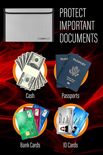 Fireproof Document Bag Envelope Size: 8" x 5" [2000°F Rated] Fireproof Cash Bags with Zipper Small Water and Fire Resistant Money Bag for Cash Storage, Fireproof Bags for Cash Fire Proof - style: Travel Wallet