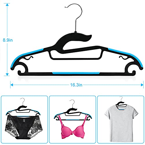 Tinfol 30PC Dry Wet Clothes Hangers with Non-Slip Pads, 16inch Plastic Space Saving Clothes Hanger - Heavy Duty Suit Hanger for Cloth,Underwear, Pants, Shirts and Sweaters - color: Black, size: 30 Pack