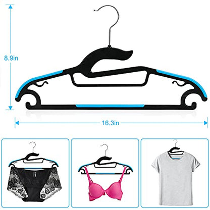Tinfol 30PC Dry Wet Clothes Hangers with Non-Slip Pads, 16inch Plastic Space Saving Clothes Hanger - Heavy Duty Suit Hanger for Cloth,Underwear, Pants, Shirts and Sweaters - color: Black, size: 30 Pack