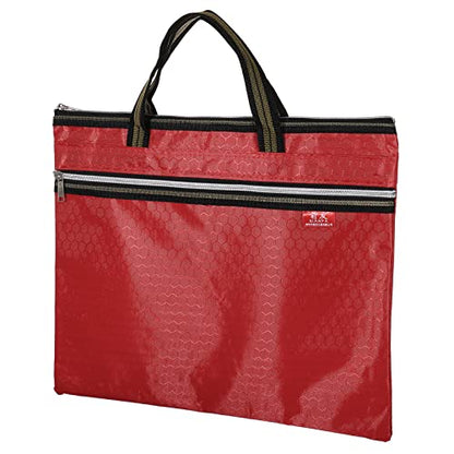 PATIKIL Waterproof Zipper File Bag, Documents Books Tools Storage Zip Pouch for Office Travel, Red - color: Red