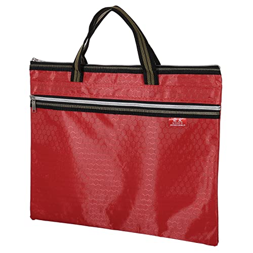 PATIKIL Waterproof Zipper File Bag, Documents Books Tools Storage Zip Pouch for Office Travel, Red - color: Red
