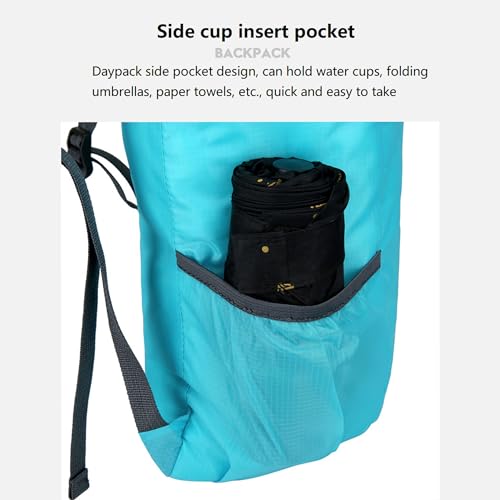 levayhill 16L Foldable Hiking Backpack,Small Packable Daypack, Blue | Lightweight ,Outdoor Collapsible Rucksack,Ultralight Folding Back Pack, Water Repellent, Men Women Travel Gym, Easy Carry-on - color: Blue