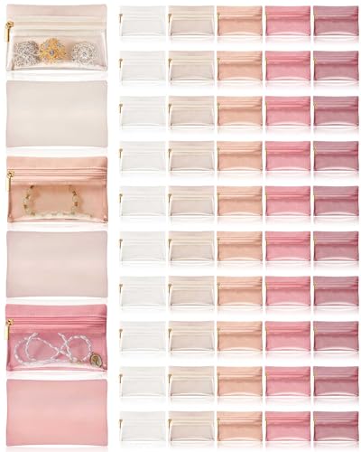 Uiifan Travel Jewelry Organizer Flannel Jewelry Bags Portable Jewelry Pouch with Zipper Pockets for Women Girl Gift - color: Pastel Color