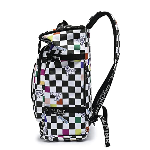 Kalesi Gym Duffle Bag Backpack 4-Way Waterproof with Shoes Compartment for travel Sport Hiking laptop (Checkerboard) - color: Checkerboard