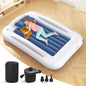 Inflatable Toddler Travel Bed - 60 Inches Portable Toddler Bed for Travel with Safety Sides - Cozy Kids Air Mattress Set with Built-in Electric Pump & Carry Case- Easy to Inflate - Sea Blue - color: Blue