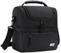 MIER Adult Lunch Box Insulated Lunch Bag Large Cooler Tote Bag for Men, Women, Double Deck Cooler(Black Large) - color: Black, size: Large