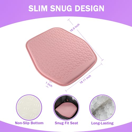Thin Gel Seat Cushion for Car Seat, Office Chair, Wheelchair, Golf Cart - Non-Slip Car Seat Cushions with 0.7 Inch Gel - Sciatica & Coccyx Pain Relief (Fabric, Pink) - color: Pink