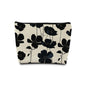 Boho Black and Beige Floral Makeup Cosmetic Bag for Women, Black and White Modern Botanical Flower Aesthetic Portable Travel Toiletry Bag Zipper Makeup Pouch - color: Flower four