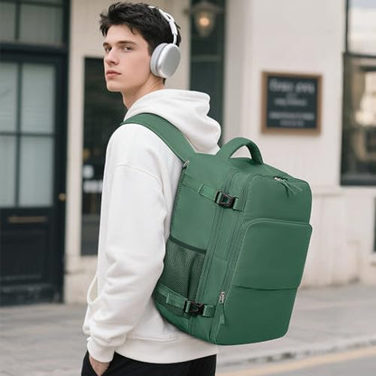 Sinaliy Travel laptop Backpack for Women, Personal Item Size Flight Approved, 16 Inch Laptop Bag with Multi-Pockets, Hiking Backpack, Waterproof Carry On Backpack Casual Daypack Backpack - color: Green, size: Large