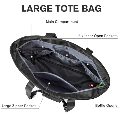 G4Free Beach Bag, Waterproof Beach Bags for Women, Personalized Strap Tote Bag for Women Birthday Gifts - color: Black