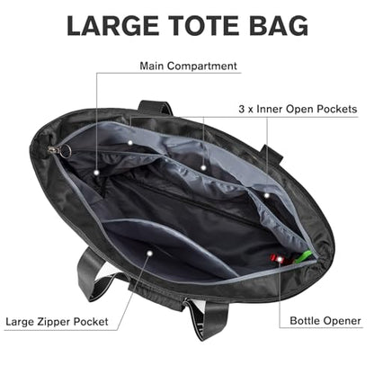 G4Free Beach Bag, Waterproof Beach Bags for Women, Personalized Strap Tote Bag for Women Birthday Gifts - color: Black