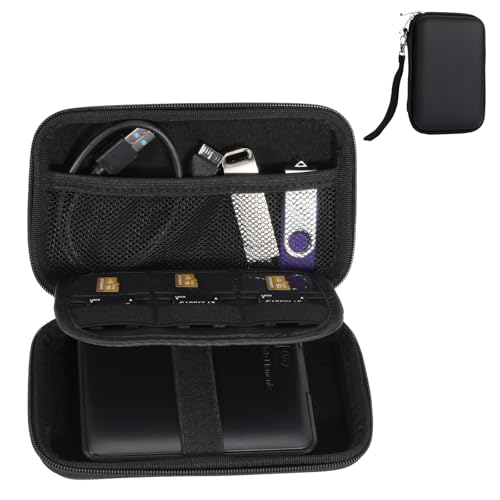 Gadget Case Waterproof Double Layers All-in-One Designed for External Hard Drive,USB Flash Drives,SD Card,Power Banks with Hand Strap (Black) - color: Black