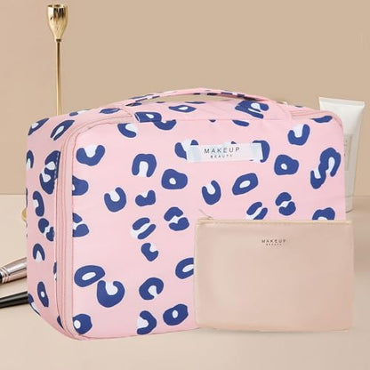Queboom Travel Makeup Bag Cosmetic Bag Makeup Bag Toiletry bag for women and men (Pink Leopard) - color: Pink Leopard