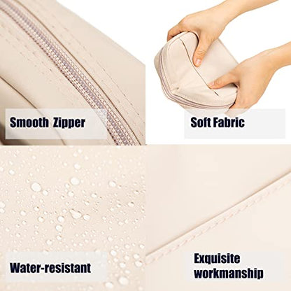 Hekyip Rectangular Beauty Bag, Small Travel Makeup Bag for Purse, Portable Waterproof Cosmetic Pouch for Ladies Women (Rectangular - Beige) - color: Rectangular - Beige