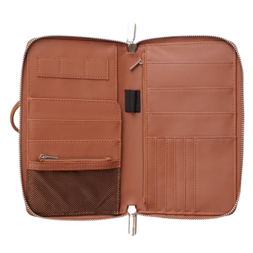 RFID Blocking Family Passport Holder Wallet 6,Premium Leather Travel Document Organizer for Women and Men,Travel Wallet for Credit Card - color: Brown