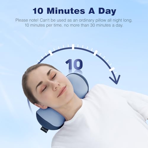 urnexttour Neck Cervical Pillow Cervical Traction Device Lumbar Support Memory Foam Roll Pillow Muscle Relief Shoulder Pain Relaxer Blue