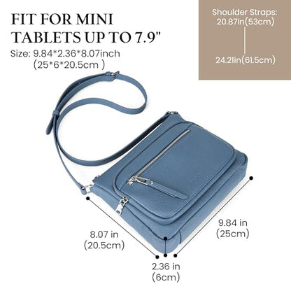 befen Anti Theft Genuine Leather Crossbody Bags for Women Handbags and Shoulder Basg with Built in Wallet RFID Leather Purse - color: Blue-aa