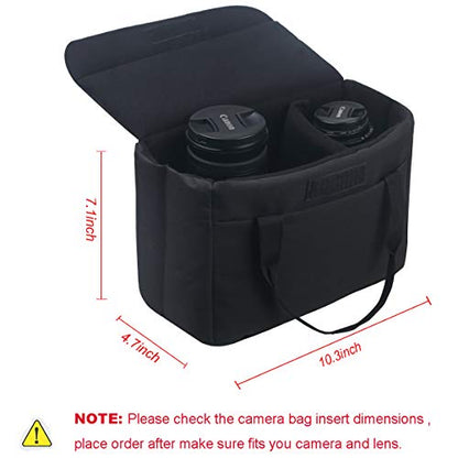 Camera Inserts Lens Padded Insert Liner DSLR SLR Protective Bag Camera Cube Roomy Case Waterproof Foldable pouch for Camera Lens Accessories Sony Canon Nikon Olympus (Black) - color: Black