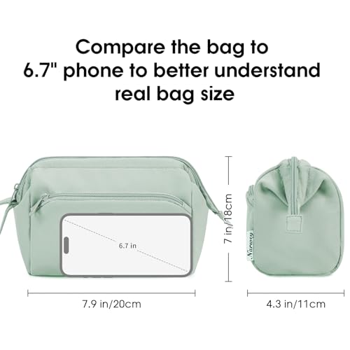 Narwey Wide-open Makeup Bag Women Girls, Travel Toiletry Bag for Women Cosmetic Bag Organizer Make up Bag with Compartments Toiletries Medicine Bag (Mint Green) - color: Mint Green