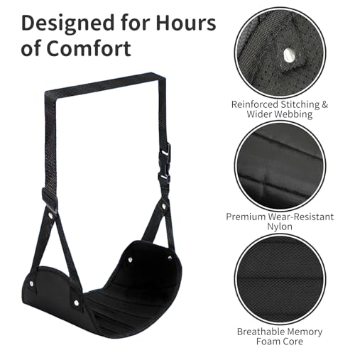 Airplane Foot Rest Hammock for Flight, Adjustable Foot Rest Under Desk, Portable Wide Foot Support for Long Trips & Office, Travel Essentials, Best Airplane Gadgets & Travel Gifts (1 PC) - size: 1 Pack