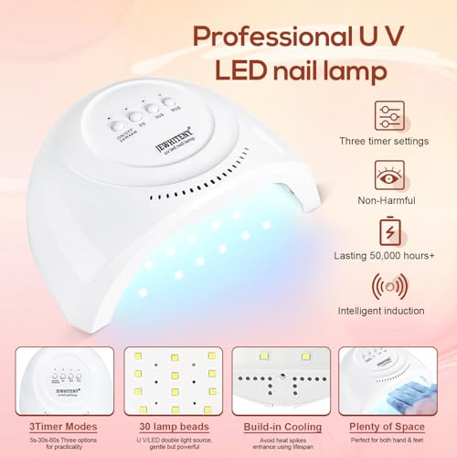 JEWHITENY Poly Extension Gel Kit With 48W LED Nail Lamp 14 Colors Builder Extension Gel All-in-One French Kit Nail Art Design Beginner Kit - color: A02