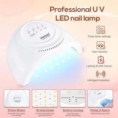 JEWHITENY Poly Extension Gel Kit With 48W LED Nail Lamp 14 Colors Builder Extension Gel All-in-One French Kit Nail Art Design Beginner Kit - color: A02