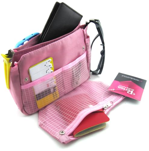 Periea ‘Tegan’ Small Handbag Organizer Insert or Make-up Bag – 5 Colors Available (Pink) - color: Pink