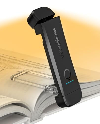 HIONXMGA Book Reading Light,Silent Touch Book Lamp for Reading in Bed,Rechargeable Clip on Booklight with 3 Amber Colors & 7 LEDs Precise Dimming for Eye Caring Night Reading,Books Lovers,Kids,Black - color: Black