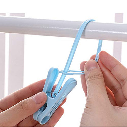 Foshine 24 Pack ClothesPins with Plastic Rope, Clothesline Drying Clothing Clips for Photo Craft Painting Display, 12Pcs Blue 12Pcs White - color: Blue,white-24pack