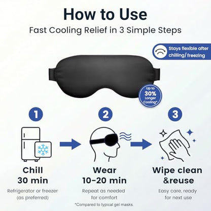 Cooling Eye Mask for Dark Circles Puffiness - Fsa Eligible Items Hsa, Cold Compress for Puffy Eyes Migraines Headache Sleeping After Surgery, Gentle Weighted Travel Essentials Gel Ice Pack (Black) - color: Black