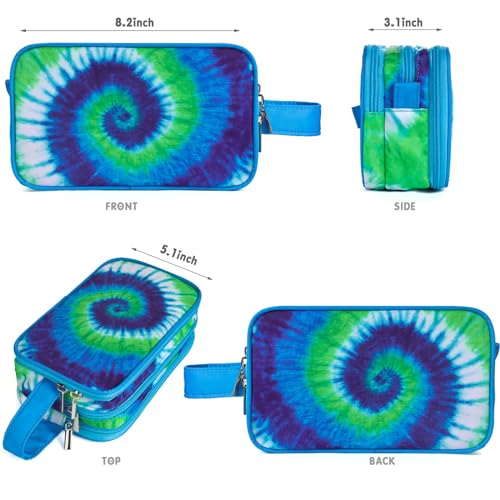 Tie Dye Toiletry Bag for Girls, Travel Toiletry Bag for Teen Girls Cosmetic Bag Makeup Bag Waterproof Hanging Wash Bag Toiletries, Blue - color: Blue-Tie Dye