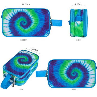 Tie Dye Toiletry Bag for Girls, Travel Toiletry Bag for Teen Girls Cosmetic Bag Makeup Bag Waterproof Hanging Wash Bag Toiletries, Blue - color: Blue-Tie Dye