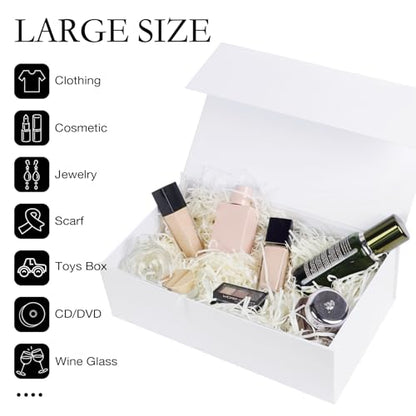 LFBOX White Gift Box with Magnetic Lids 13.8x8.3x4.4 in, Large Bridesmaid Groomsman Proposal Boxes, Rectangle Storage Box 1 Pack - color: White, size: 1 count (Pack of 1)