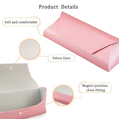 LifeArt Eyeglass Case Hard Shell, Portable Sunglass Case, Fashionable PU Leather Eyeglass Case, Lightweight - color: A_638_pink
