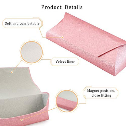 LifeArt Eyeglass Case Hard Shell, Portable Sunglass Case, Fashionable PU Leather Eyeglass Case, Lightweight - color: A_638_pink