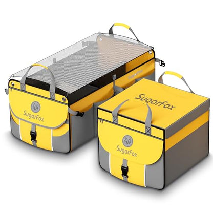 SugarFox Car Trunk Organizer for SUV - 63L+26L Modular Storage, Heavy-Duty, Foldable Waterproof, Soft & Hard Covers, Non-Slip, Multi-Compartment, Yellow M006