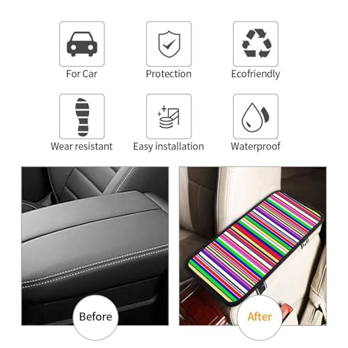 Automotive Interior Upgrade, Novel Colorful Mexican Blanket Stripes, Universal Center Console Cover Pad Protects Your Armrest from Scuffs and Fading - color: Picture (874)