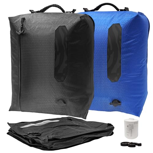 ZPO Travel Vacuum Bags with Pump, IP68 Waterproof Reusable Vacuum Compression Travel Bag with Transparent Window, Reusable Airless Vacuum Kit for Clothes, Backpacks & Suitcases (2 PC+PUMP) - color: Deep Gray & Blue