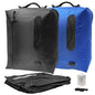 ZPO Travel Vacuum Bags with Pump, IP68 Waterproof Reusable Vacuum Compression Travel Bag with Transparent Window, Reusable Airless Vacuum Kit for Clothes, Backpacks & Suitcases (2 PC+PUMP) - color: Deep Gray & Blue